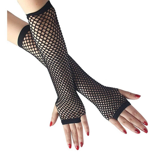 Imagen 2 de 9 de Guantes De Red Sin Dedos Mediano Negro X 12 Unidades