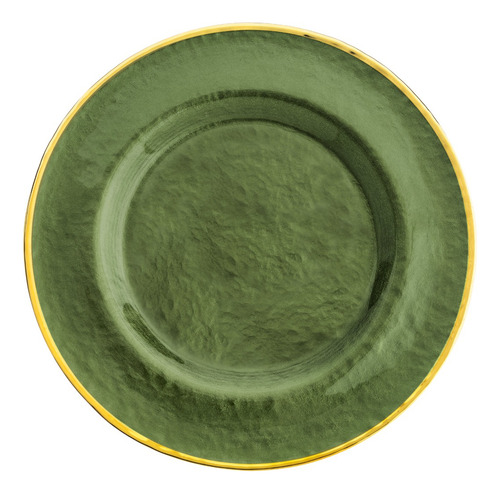 Set 6 Bajo Plato Base Gala Vidrio Redondo Color Verde olivo