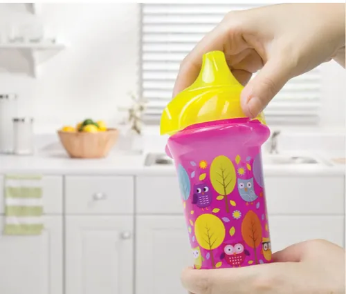 Vaso Aprendizaje Con Válvula Antivuelco X2 266ml Munchkin Fucsia Búhos Y Aves