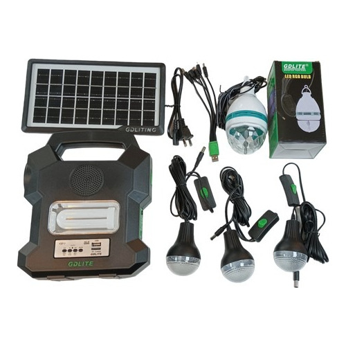 Panel Solar Kit Portátil Bluetooth Usb Mp3 Radio Focos