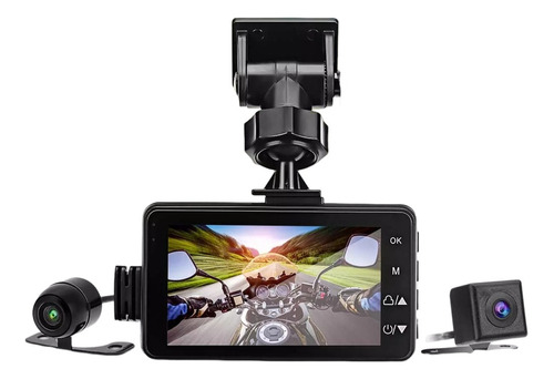 Mt80 Motocicleta Dash Cam Cámara Delantera Trasera Doble Vid