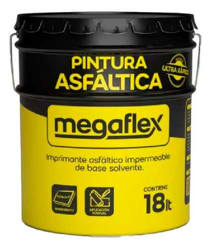 Pintura Asfaltica Megaflex Secado Ultra Rapido X 18 Litros