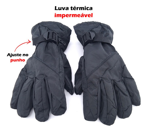 Luva Térmica Impermeável Frio Motoqueiro Motoboy Corta Frio