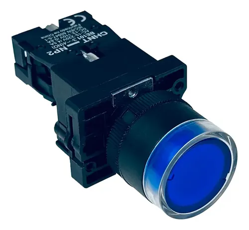 Botão De Impulso Azul Iluminado Chint Np2-ew3661 24v 1na