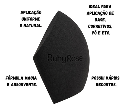 Esponja Para Maquiagem Com Estojo Midnight Ruby Rose Preto