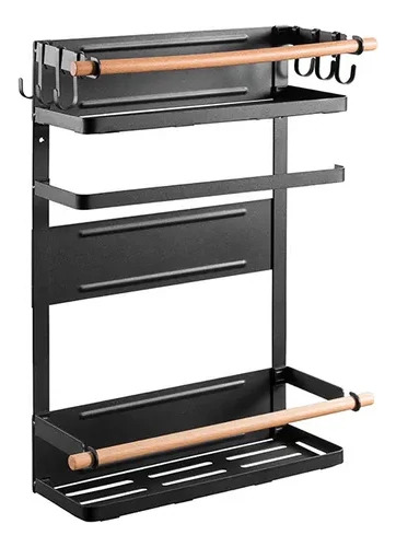 Especiero Magnético Organizador Refrigerador Toalla De Papel Negro
