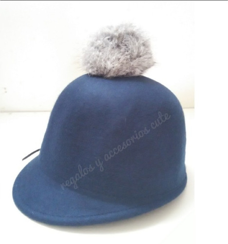 Gorro Con Pompón Sombrero Azul Marino