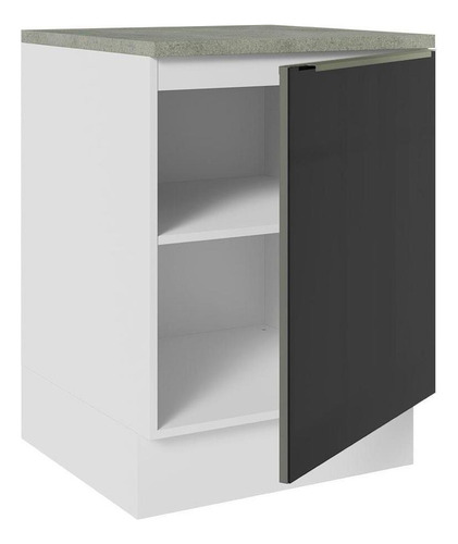 Gabinete Bajo Cocina Madesa Lux 60cm Con Encimera Color Blanco/Negro