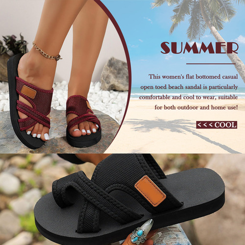 Sandalias De Mujer Playa Extra Ancha Transpirable, Livianas