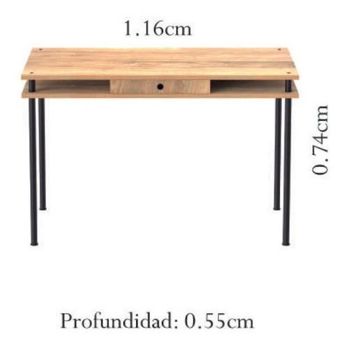 Imagen 3 de 6 de Escritorio Melamina Base De Caño- 116 X 55 Con Cajon- En