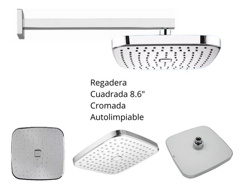 Kit De Regadera Moderna Autolimpiable Tipo Lluvia Cromo