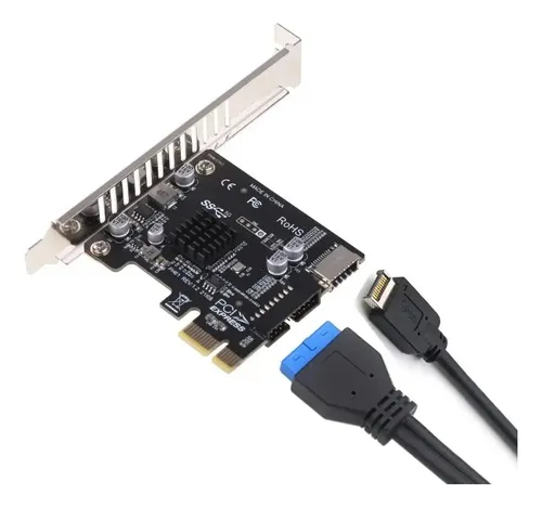 Internal Header Adaptador USB 3.1 A PCI-E Express Card - Conector Panel Frontal Y USB 2.0 - Para Placas Base Usb 3 Panel Frontal