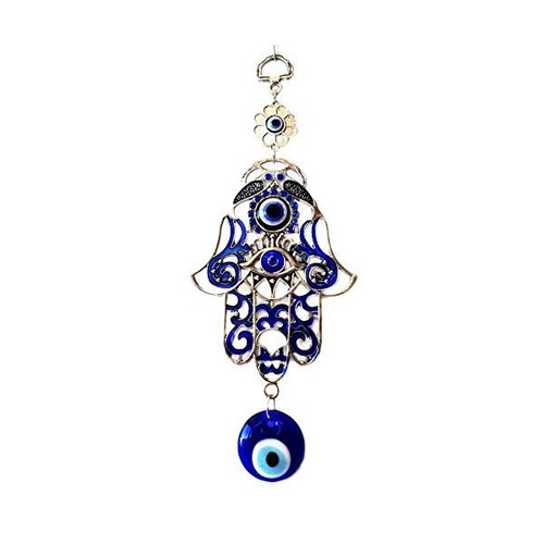 Azul Del Mal De Ojo Y La Mano De Hamsa Ornamento Colgante (c