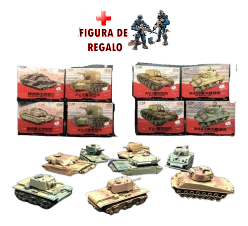 Tanque De Guerra Modelismo Set 8 Pcs + 1 Figura De Regalo