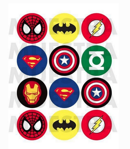 Imagen 1 de 1 de Stickers Redondos Avengers Superheroes 20 Stickers 5cm