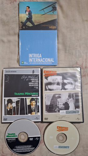 Livro + Dvd Alfred Hitchcock Intriga Internacional ( Cary Grant) + Trama Macabra ( Karen Black, Bruce Dern) + Chantagem E Confissão + Assassinato! Original Novos