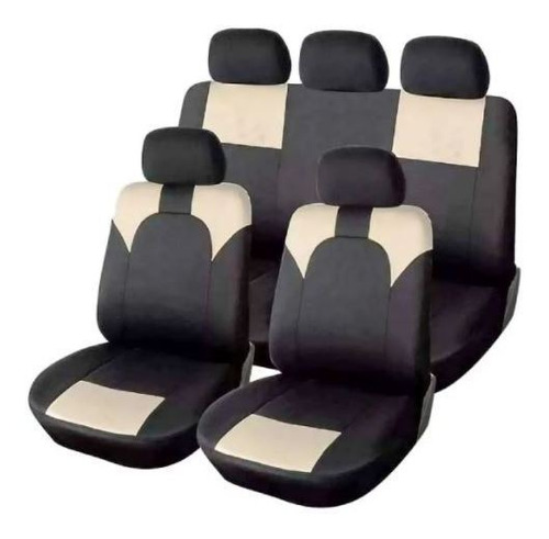 Imagen 1 de 3 de Juego Cubreasiento Universal Auto Ix46 Tela Negro Y Beige