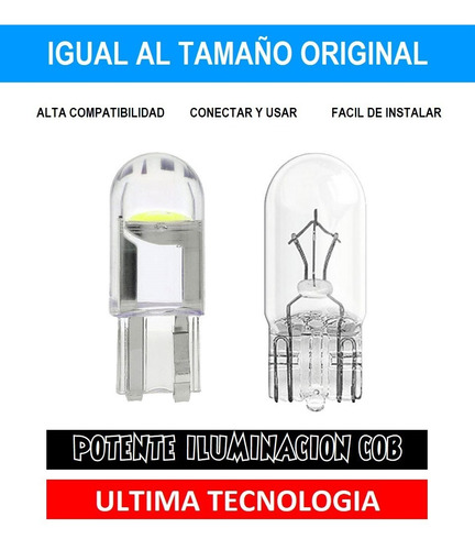Imagen 3 de 5 de Bombillo Muelita T10 194 Led Cob 360 Blanco 12v Sin Error