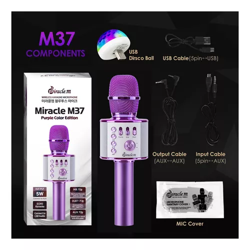 M37 - Micrófono de karaoke Bluetooth inalámbrico - Micrófono Bluetooth  inalámbrico - Micrófono inalámbrico Karaoke - Micrófono para niños -  Micrófono