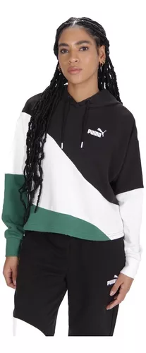 Sudadera Puma Power Cat Mujer Negro/Verde