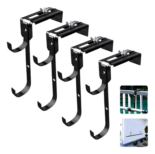 Shtalhst Percha Para Poste De Piscina, 4 Ganchos De Metal Aj