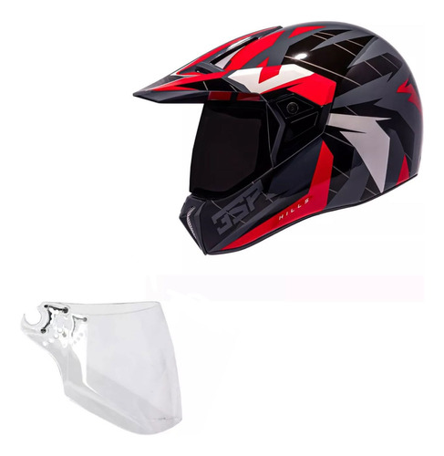 Capacete Bieffe 3 Sport Hills Vermelho Brilho Moto + Viseira