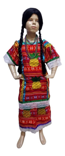 Vestido Regional Típico Oaxaca La Guelaguetza Huipil Flor De Piña Para Adolescente