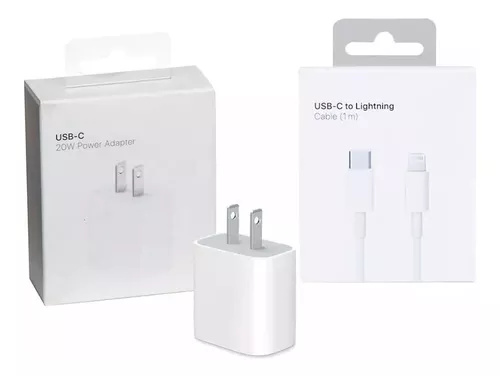 Cargador Apple iPhone Usb-c 20 W + Cable Usb-c A Lighting 1m