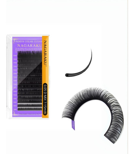 Cílios Nagaraku Volume Russo Fio A Fio 0.05 D Classico Lash Comprimento 1.5 Cm Cor Preto Espessura 0.05 Mm