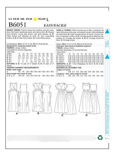 Butterick Patterns B6051 Plantilla Costura Para Vestido F5