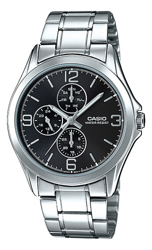 Reloj Casio Steel - MTP-V301D-1audf Color de correa plateado Color del bisel plateado Color de fondo negro