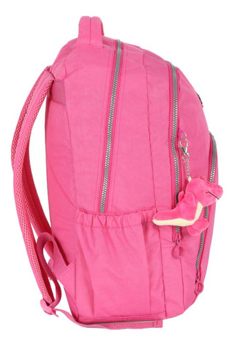 Mochila Classica De Costas Crinkle Dino Up4you Cor Rosa Desenho Do Tecido Liso