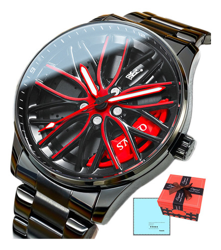 Reloj De Cuarzo Racing Con Esfera Giratoria De 360° Y Rueda