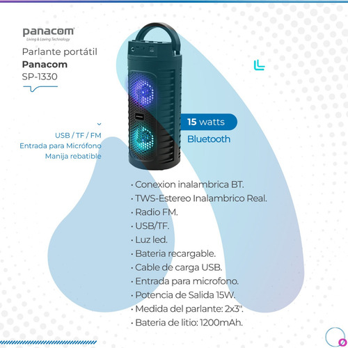 Parlante Portatil Panacom Bt Sp-1330 Full