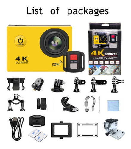 C¡mara Deportiva 4k Wifi Lmpermeablehasta 30m Sensor 24mp