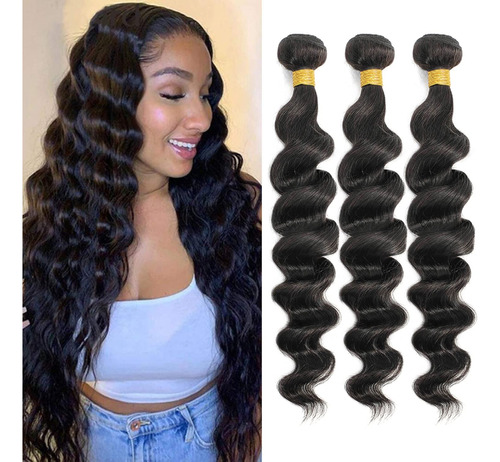 12a Grade Brazilian Virgin Loose Wave Hair 3 Bundles 16  18 