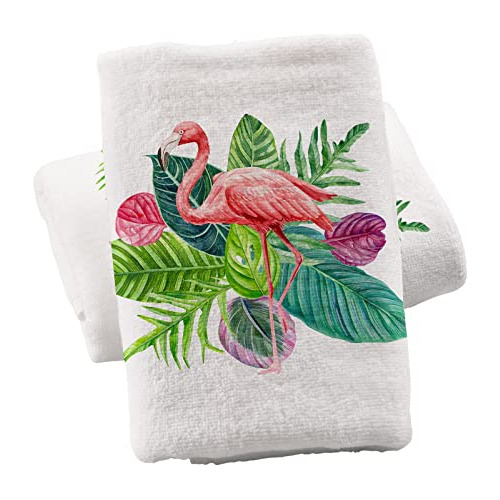 Toallas De Mano Rosa Flamingo Baño, Juego De 2 Toallas...