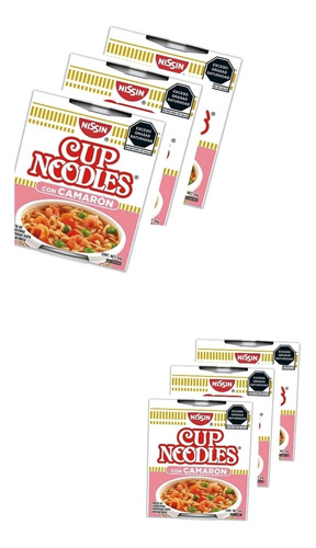 Nissin Cup Noodles Sabor Camarón Sopa Instantánea 64gr 6pzas