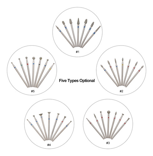 Juego De 7 Brocas Eléctricas De Diamante Para Uñas, Fresa A