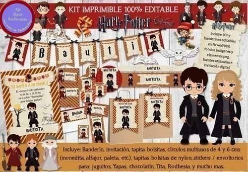 Kit Imprimible Harry Potter Cumpleaños Fiesta Candy Bar !!..