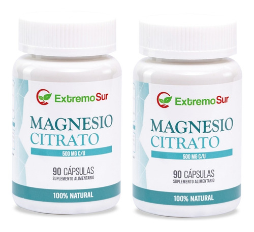 Magnesio Citrato 500mg, Pack 2 Frascos, 180 Caps