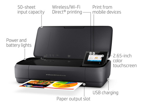 Impresora Portátil Hp Officejet 250 Todo-en-uno Cz992a Negra