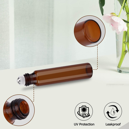 Frasco Roll On 10ml Color Ambar 50 Pcs Envase Botella Roll