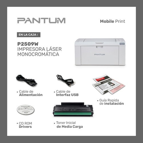 Imagen 9 de 10 de Impresora Pantum Hero P2509w Con Wifi 220v - 240v Gris
