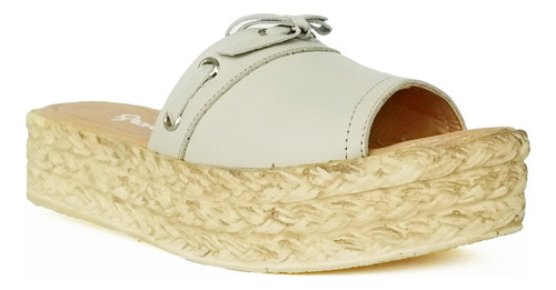 Zuecos De Mujer Gravagna 3429 Cuero Beige Plataforma 