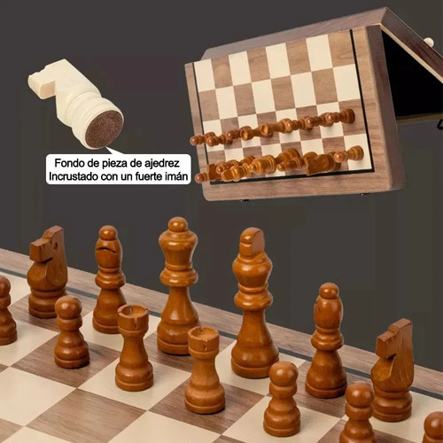 Juego De Ajedrez Y Damas Magnético 39x39cm Tablero Plegable , Interesantes Juegos De Estrategia Que Mejoran El Pensamiento Lógico Y Las Habilidades De Pensamiento Independiente