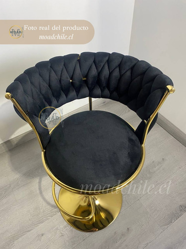 Taburete Felpa Queen Base Tulip Dorada Y Altura Ajustable
