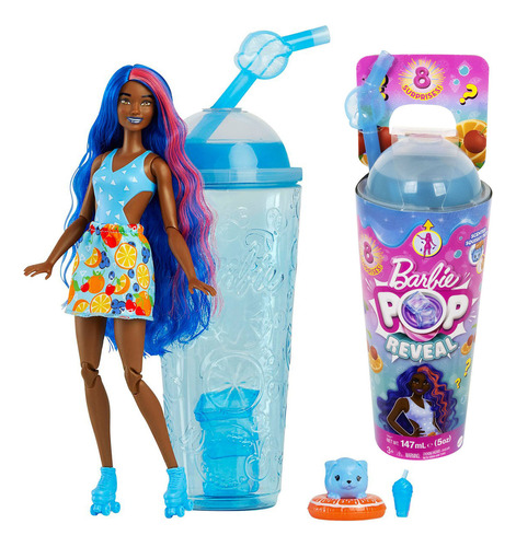 Muñeca Barbie Pop Reveal Fruit + Vaso Con Mascota Acc El Rey