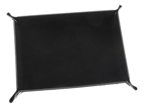 3 Conjunto De Bandeja De Dados Dobrável Couro Flanela Preta