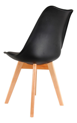 Silla Tulip Eames nordica de comedor, estructura color negro, 1 unidad